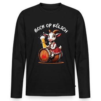 Ziege hat Bock op Kölsch Köln Köbes Karneval Alaaf - Männer Premium Bio Langarmshirt - Schwarz - Vorne - Nico (187cm)