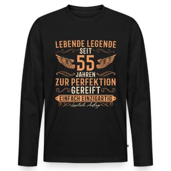 55 Geburtstag Lebende Legende seit 55 Jahren - Männer Premium Bio Langarmshirt - Schwarz - Vorne - Nico (187cm)