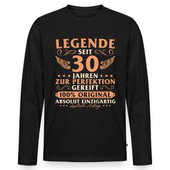 30 Jahre Legende Mann 30 Geburtstags - Männer Premium Bio Langarmshirt - Schwarz - Vorne - Nico (187cm)