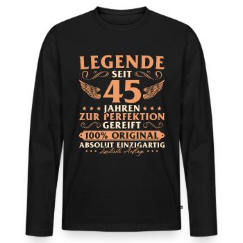 45 Jahre Legende Mann 45 Geburtstags - Männer Premium Bio Langarmshirt - Schwarz - Vorne - Nico (187cm)