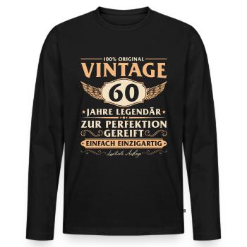 Vintage 60 Jahre Mann 60 Geburtstag - Männer Premium Bio Langarmshirt - Schwarz - Vorne - Nico (187cm)