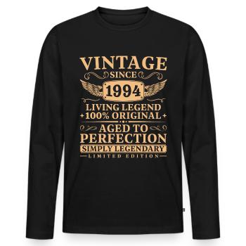 Jahrgang 1994 geboren Legende seit 1994 - Männer Premium Bio Langarmshirt - Schwarz - Vorne - Nico (187cm)