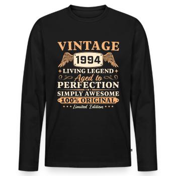 Vintage 1994 Jahrgang 30 Geburtstags - Männer Premium Bio Langarmshirt - Schwarz - Vorne - Nico (187cm)