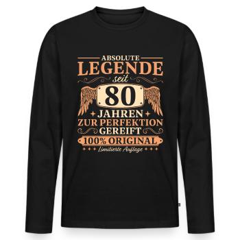 80 Geburtstag Vintage Legende seit 80 Jahren - Männer Premium Bio Langarmshirt - Schwarz - Vorne - Nico (187cm)