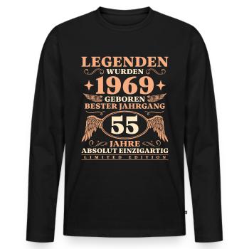 1969 Jahrgang Legende seit 55 Jahren Geburtstag - Männer Premium Bio Langarmshirt - Schwarz - Vorne - Nico (187cm)