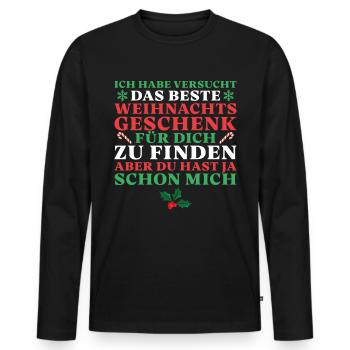 Versucht das beste Weihnachtsgeschenk zu finden - Männer Premium Bio Langarmshirt - Schwarz - Vorne - Nico (187cm)