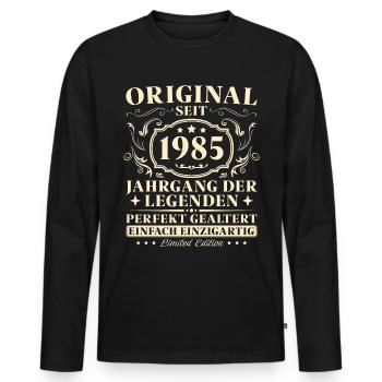 40 Jahre Original seit 1985 Jahrgang - Männer Premium Bio Langarmshirt - Schwarz - Vorne - Nico (187cm)