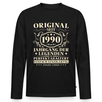 35 Jahre Original seit 1990 Jahrgang - Männer Premium Bio Langarmshirt - Schwarz - Vorne - Nico (187cm)