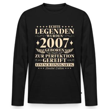 18 Geburtstag Vintage Jahrgang 2007 geboren - Männer Premium Bio Langarmshirt - Schwarz - Vorne - Nico (187cm)