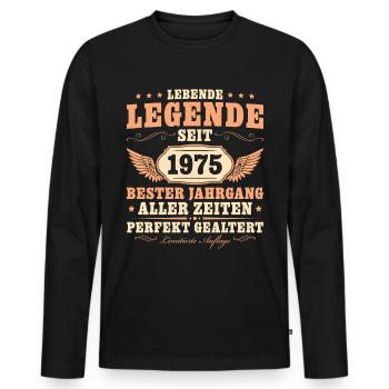 Vintage 1975 Bester Jahrgang Geburtstag - Männer Premium Bio Langarmshirt - Schwarz - Vorne - Nico (187cm)