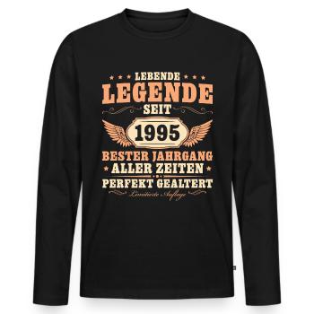 Vintage 1995 Bester Jahrgang Geburtstag - Männer Premium Bio Langarmshirt - Schwarz - Vorne - Nico (187cm)