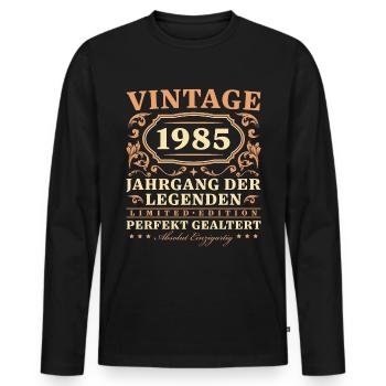 40. Geburtstag Einzigartig seit 1985 Jahrgang - Männer Premium Bio Langarmshirt - Schwarz - Vorne - Nico (187cm)