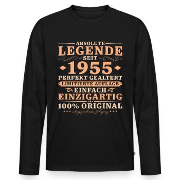 1955 Jahrgang Perfekt Gealtert Vintage Geburtstag - Männer Premium Bio Langarmshirt - Schwarz - Vorne - Nico (187cm)