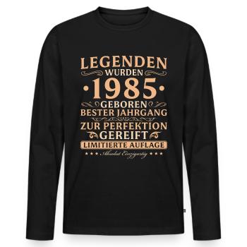 1985 Jahrgang Absolut Einzigartig 40 Jahre - Männer Premium Bio Langarmshirt - Schwarz - Vorne - Nico (187cm)