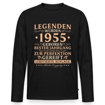 1955 Jahrgang Absolut Einzigartig 70 Jahre - Männer Premium Bio Langarmshirt - Schwarz - Vorne - Nico (187cm)