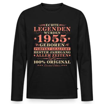 Jahrgang 1955 Perfekt Gealtert Geburtstag Geschenk - Männer Premium Bio Langarmshirt - Schwarz - Vorne - Nico (187cm)
