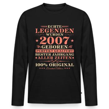 Jahrgang 2007 Perfekt Gealtert Geburtstag Geschenk - Männer Premium Bio Langarmshirt - Schwarz - Vorne - Nico (187cm)