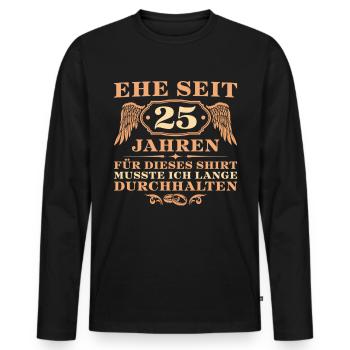 25. Hochzeitstag Silberne Hochzeit Geschenkidee - Männer Premium Bio Langarmshirt - Schwarz - Vorne - Nico (187cm)