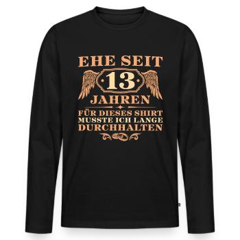 13. Hochzeitstag Veilchenhochzeit Geschenk - Männer Premium Bio Langarmshirt - Schwarz - Vorne - Nico (187cm)