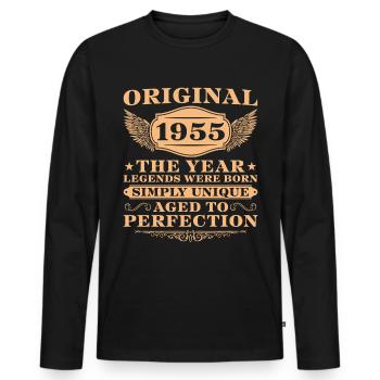 Jahrgang 1955 Geburtstag Einfach Einzigartig - Männer Premium Bio Langarmshirt - Schwarz - Vorne - Nico (187cm)