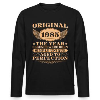 Jahrgang 1985 Geburtstag Einfach Einzigartig - Männer Premium Bio Langarmshirt - Schwarz - Vorne - Nico (187cm)