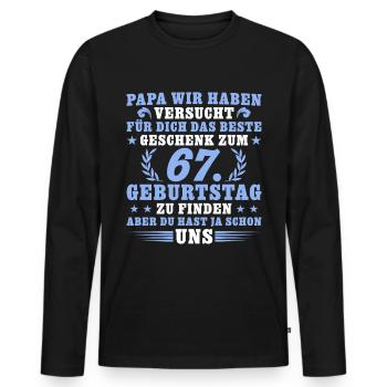67 Jahre alt Papa 67. Geburtstag Geschenk - Männer Premium Bio Langarmshirt - Schwarz - Vorne - Nico (187cm)