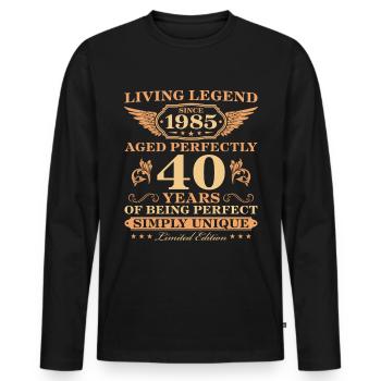 1985 Jahrgang geboren Einzigartig 40 Geburtstag - Männer Premium Bio Langarmshirt - Schwarz - Vorne - Nico (187cm)
