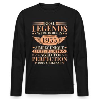 70 Jahre Einzigartig Vintage Jahrgang 1955 - Männer Premium Bio Langarmshirt - Schwarz - Vorne - Nico (187cm)