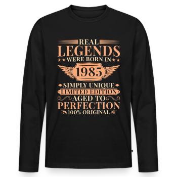 40 Jahre Einzigartig Vintage Jahrgang 1985 - Männer Premium Bio Langarmshirt - Schwarz - Vorne - Nico (187cm)