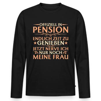 Pension Rentenalter Ehemann Pensionär - Männer Premium Bio Langarmshirt - Schwarz - Vorne - Nico (187cm)