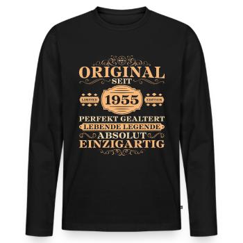 1955 Jahrgang Geburtstag Absolut Einzigartig - Männer Premium Bio Langarmshirt - Schwarz - Vorne - Nico (187cm)