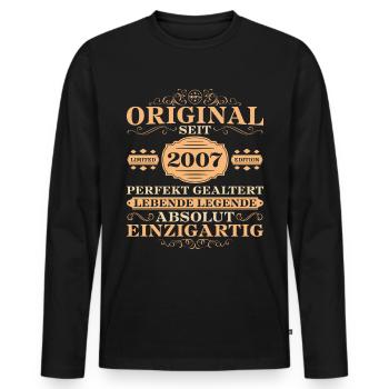 2007 Jahrgang Geburtstag Absolut Einzigartig - Männer Premium Bio Langarmshirt - Schwarz - Vorne - Nico (187cm)