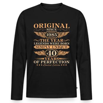 40. Geburtstag Einzigartig seit 1985 Geschenk - Männer Premium Bio Langarmshirt - Schwarz - Vorne - Nico (187cm)