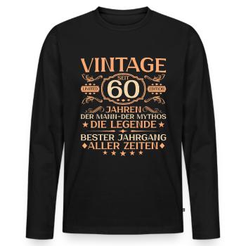 60 Jahre Vintage Mann 60. Geburtstag - Männer Premium Bio Langarmshirt - Schwarz - Vorne - Nico (187cm)
