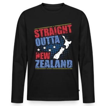 Neuseeland - Männer Premium Bio Langarmshirt - Schwarz - Vorne - Nico (187cm)