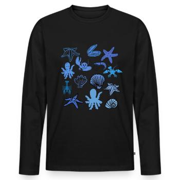 Cute Sea Shells And Starfish At The Beach Shirt - Männer Premium Bio Langarmshirt - Schwarz - Vorne - Nico (187cm)