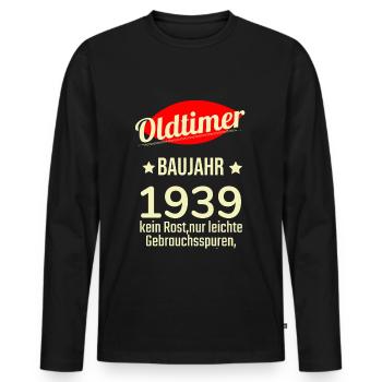 Oldtimer built in 1939 No rust Easily used - Men's Premium Organic Long Sleeve Shirt - black - Front - Nico (187cm)