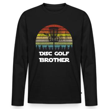 Cadeau de chemise de frisbee de frère de disque de golf rétro - T-shirt manches longues Premium bio Homme - noir - Devant - Nico (187cm)