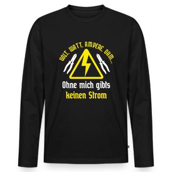 Watt Volt Ampere Ohm Elektriker lustiges Wortspiel - Männer Premium Bio Langarmshirt - Schwarz - Vorne - Nico (187cm)