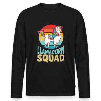 Lamacorn Squad - cool Lama Party Design - Men's Premium Organic Long Sleeve Shirt - black - Front - Nico (187cm)