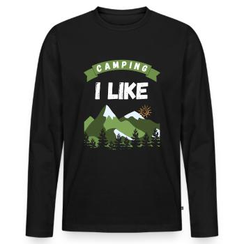 Camping que j’aime - Design - T-shirt manches longues Premium bio Homme - noir - Devant - Nico (187cm)