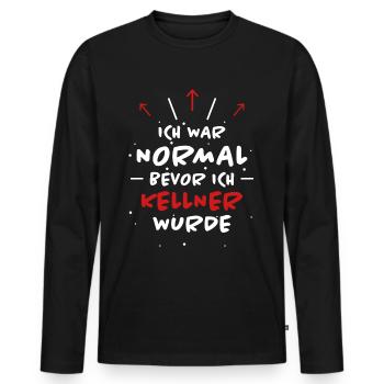Kellner Spruch Restaurant Lustige Kellner Geschenk - Männer Premium Bio Langarmshirt - Schwarz - Vorne - Nico (187cm)