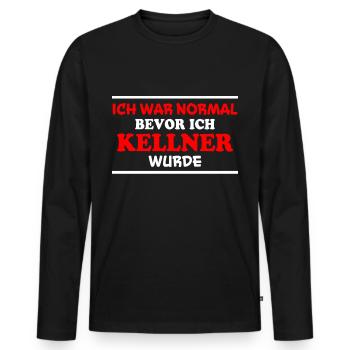 Kellner Spruch Restaurant Lustige Kellner Geschenk - Männer Premium Bio Langarmshirt - Schwarz - Vorne - Nico (187cm)