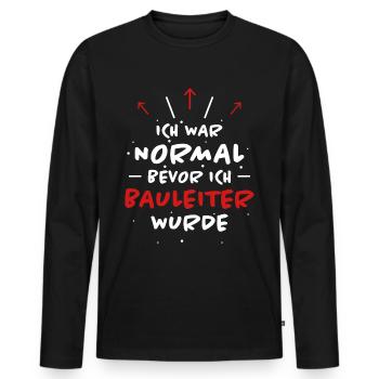 Bauleiter Spruch Baustelle Fun Bauleiter Geschenk - Männer Premium Bio Langarmshirt - Schwarz - Vorne - Nico (187cm)