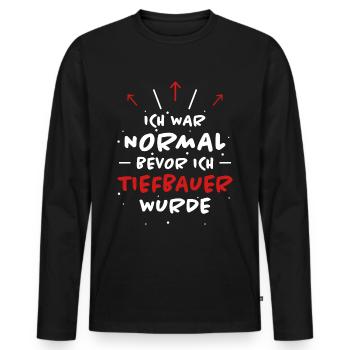 Tiefbauer Spruch Beruf Lustiges Tiefbauer Geschenk - Männer Premium Bio Langarmshirt - Schwarz - Vorne - Nico (187cm)