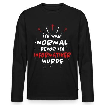 Informatiker Spruch Lustige Programmierer Geschenk - Männer Premium Bio Langarmshirt - Schwarz - Vorne - Nico (187cm)