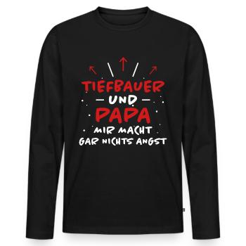 Tiefbauer Spruch Beruf Lustiges Tiefbauer Geschenk - Männer Premium Bio Langarmshirt - Schwarz - Vorne - Nico (187cm)