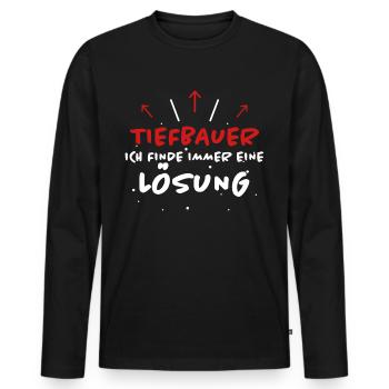 Tiefbauer Spruch Beruf Lustiges Tiefbauer Geschenk - Männer Premium Bio Langarmshirt - Schwarz - Vorne - Nico (187cm)