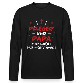 Pfleger Spruch Pflegekraft Lustig Pfleger Geschenk - Männer Premium Bio Langarmshirt - Schwarz - Vorne - Nico (187cm)