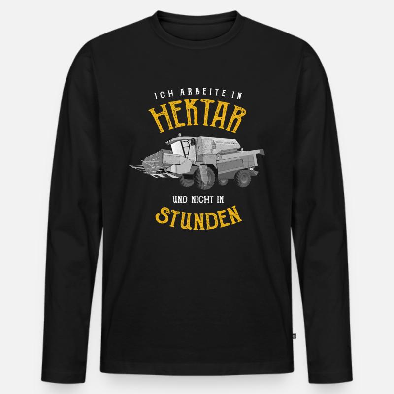 Mähdrescher Maehdrescher Landwirt Bauer - Männer Premium Bio Langarmshirt - Schwarz